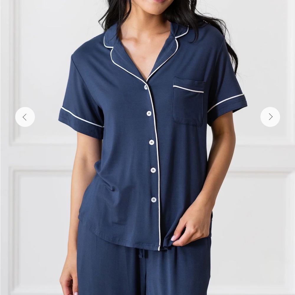 New Cozy Earth Short Sleeve Pajama Set Medium Navy